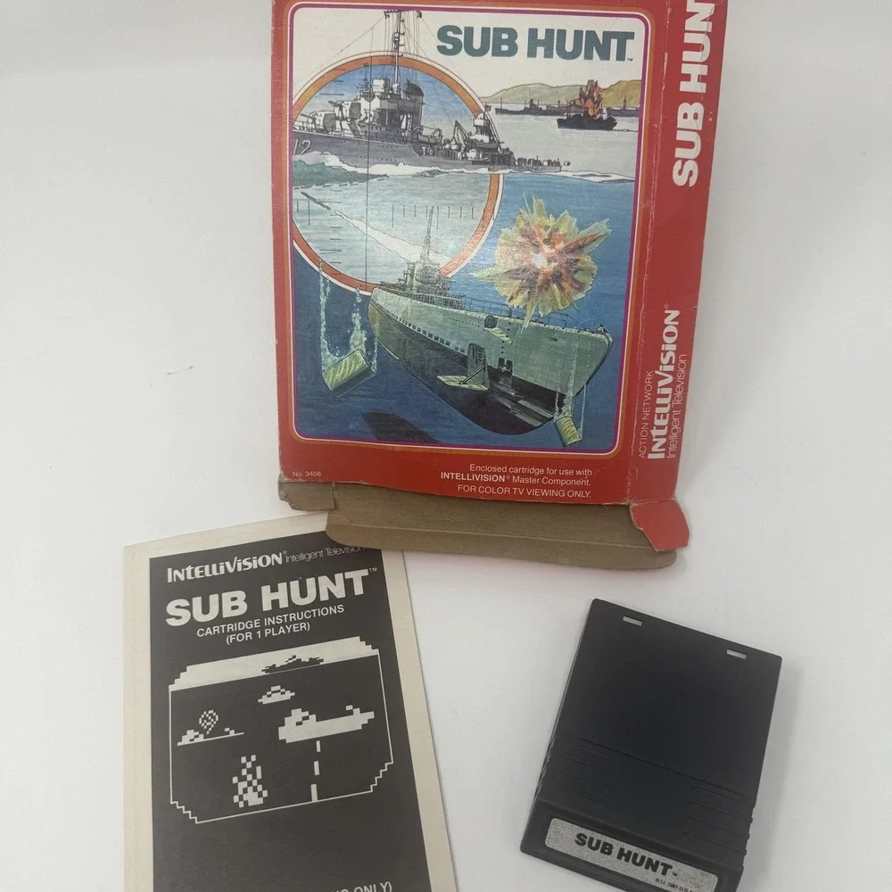 Vintage Sub Hunt Intellivision Video Game 1981 Box Manual Complete CIB Classic